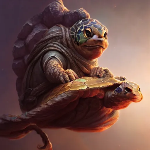 Image similar to the cutest wise sage turtle holding a staff, wearing a cloak, beautiful, subsurface scattering, by jesper ejsing, justin gerard, tomasz alen kopera, cgsociety and fenghua zhong, highly detailed, rim light, cinematic lighting, illustration, art, octane render, very coherent, cinematic, hyper realism, high detail, octane render, 8 k
