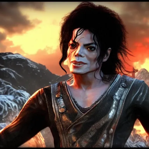 Prompt: a screenshot of michael jackson in god of war. 3 d rendering. unreal engine. amazing likeness. very detailed. cartoon caricature