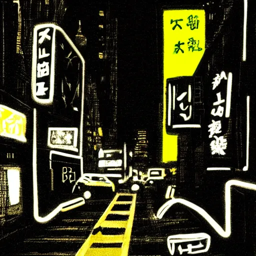 Image similar to neon noir night scene by arai yoshimune