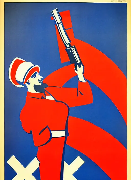 Prompt: soviet propaganda poster of a ak - 4 7, socialist realism. by alexander zelensky, viktor deni, havrylo pustoviyt