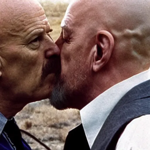 Image similar to Walter White kissing Mike Ehrmantraut