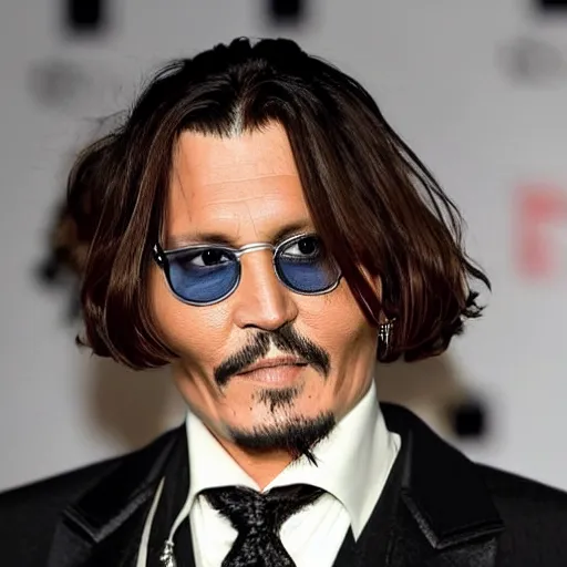 Prompt: Johnny Depp with Karen hairstyle