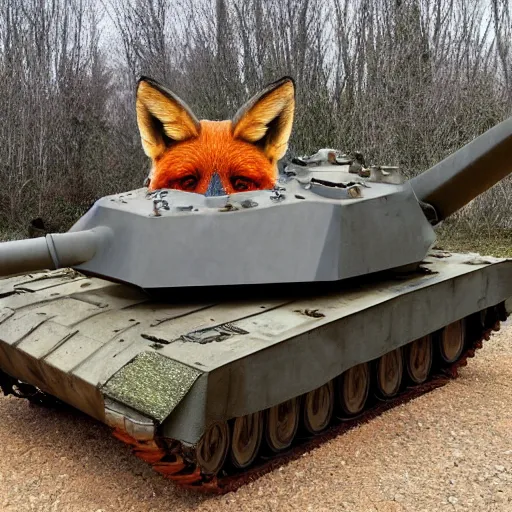 Prompt: a tank with fox armor