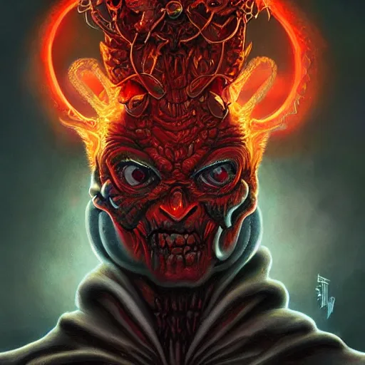 Prompt: doom demon elden ring boss portrait of satan, Pixar style, by Tristan Eaton Stanley Artgerm and Tom Bagshaw.