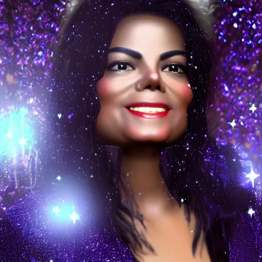 Image similar to micheal jackson moonwalking in heaven glitter mirror angels lights photorealistic ultra detailed 8 k, digital painting, unreal engine, 3 d render