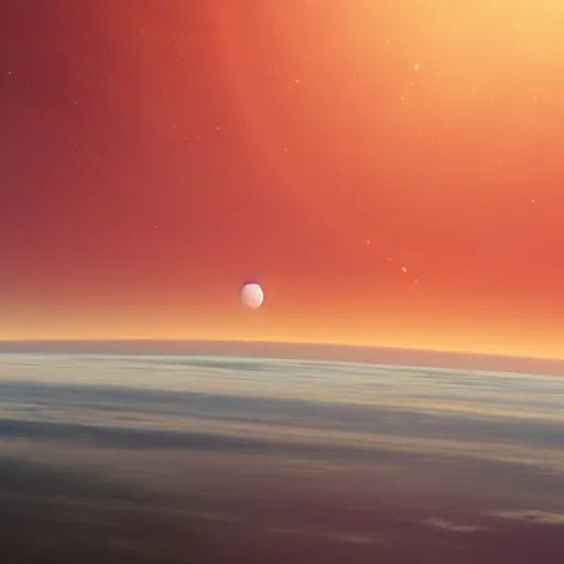 Image similar to horizon of an exoplanet, view from space, artstation, cinematic, smooth lighting