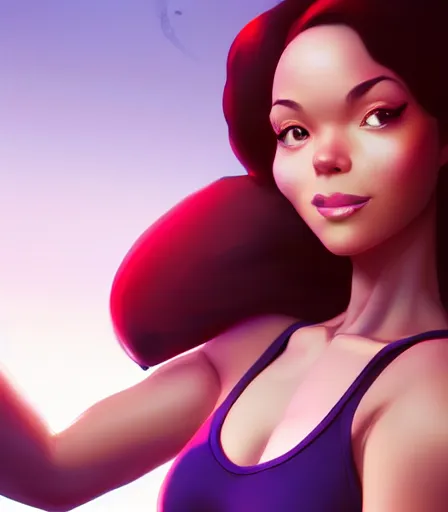 Image similar to beautiful portrait of a gorgeous personal trainer who looks like Maxine from Goofy movie , character design by charlie bowater, ross tran, artgerm, and makoto shinkai, detailed, soft lighting, rendered in octane