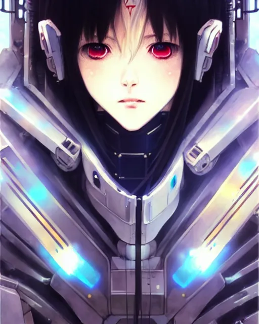 Image similar to portrait Anime Girl in mecha armor in night tokyo Sharp fine face pretty face, realistic shaded Perfect face, fine details. Anime. cyberpunk realistic shaded lighting by katsuhiro otomo ghost-in-the-shell, magali villeneuve, artgerm, rutkowski Jeremy Lipkin and Giuseppe Dangelico Pino and Michael Garmash and Rob Rey