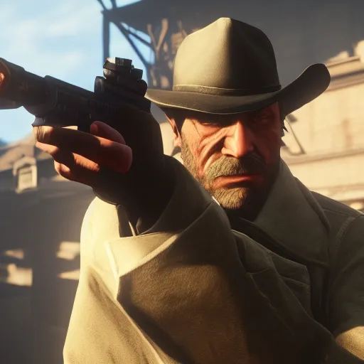Image similar to Film still of TF2 Spy, from Red Dead Redemption 2 (2018 video game)