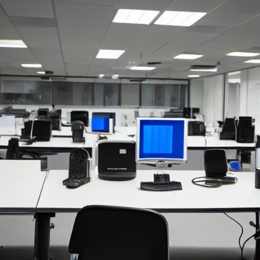 Image similar to an active computer terminal in a deserted laboratory, rhads