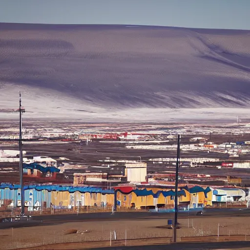 Image similar to moon landscape, norilsk the moon city, telephoto, street