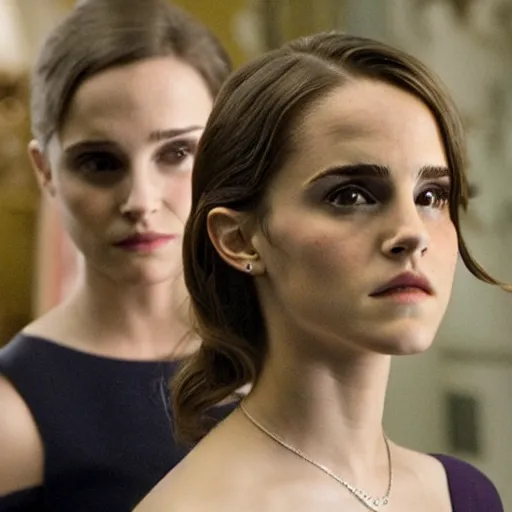 Image similar to Film still of Emma Watson and Natalie Portman in the movie The Social Network.