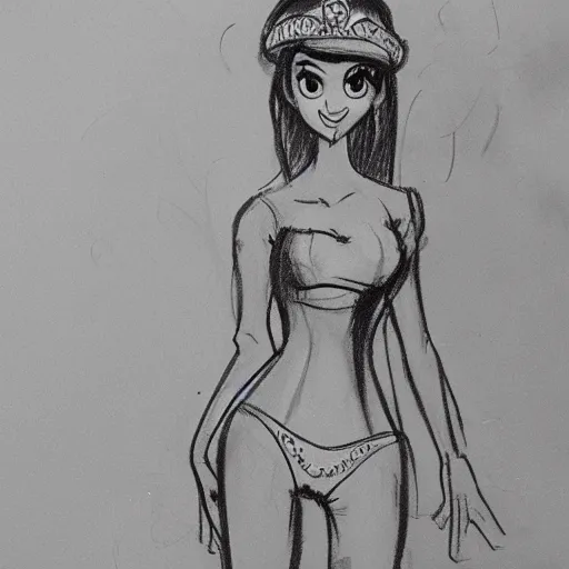 Image similar to milt kahl sketch of victoria justice with kim kardashian body as princess daisy from super mario bros