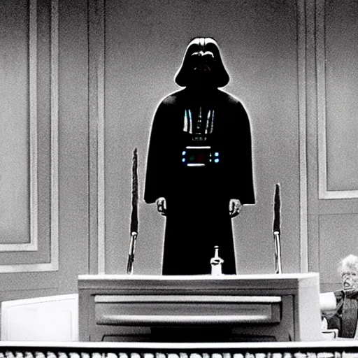 Image similar to bill murray as palpatine giving a speech in the senate, star wars movie by george lucas