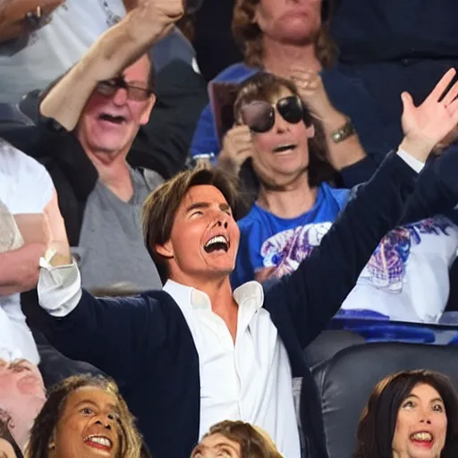 Prompt: a stadium full of Tom cruise cheering for Whoopi Goldberg