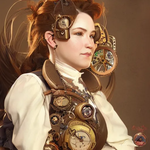 Prompt: Three quarters portrait of a female steampunk dwarf, highly detailed, digital painting, art by Stanley Lau and Artgerm and magali villeneuve and Alphonse Mucha, artstation, octane render, cgsociety