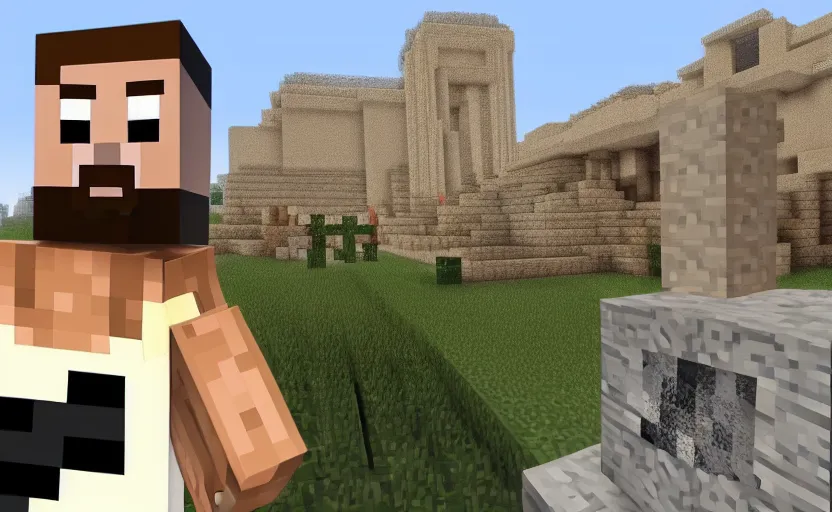 Prompt: minecraft steve in an isis propaganda video