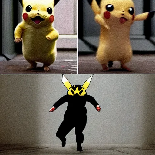 Prompt: live action pikachu in the matrix