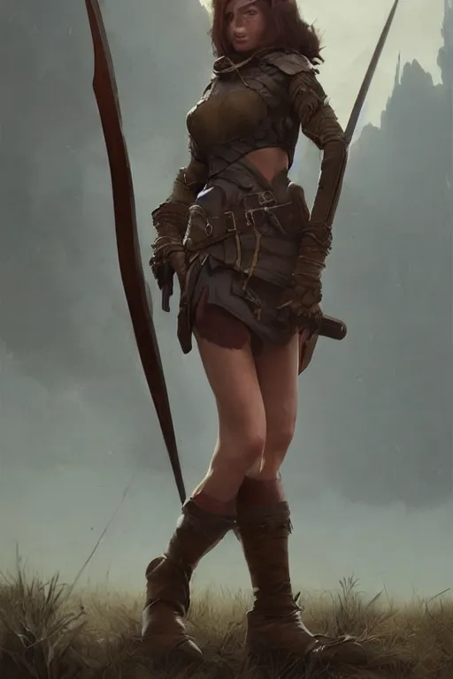 Prompt: hyper realistic photo of medieval hunter girl full body, cinematic, artstation, cgsociety, greg rutkowski, brom