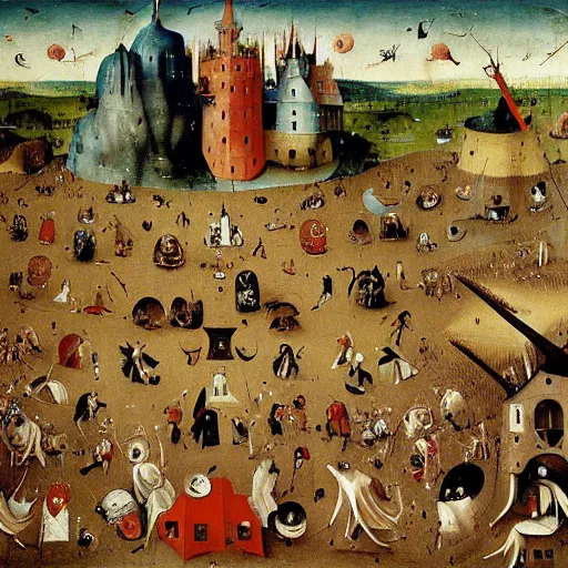 Prompt: painting of Where’s Waldo by Hieronymus Bosch