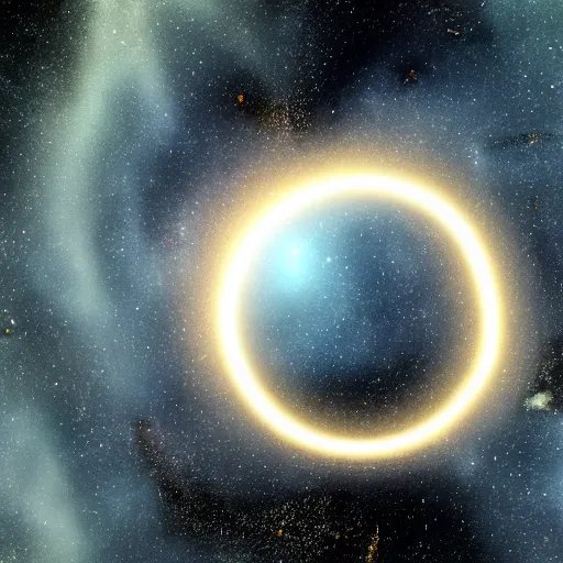 Image similar to a halo ring orbiting a galaxy, 4k resolution