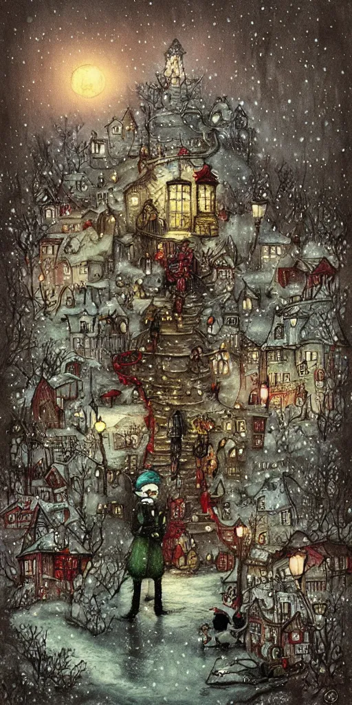 Image similar to a scrooge christmas scene by alexander jansson