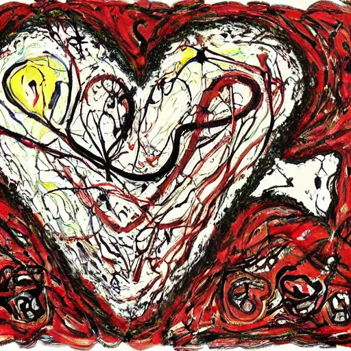 Prompt: anatomy of the heart by jackson pollock