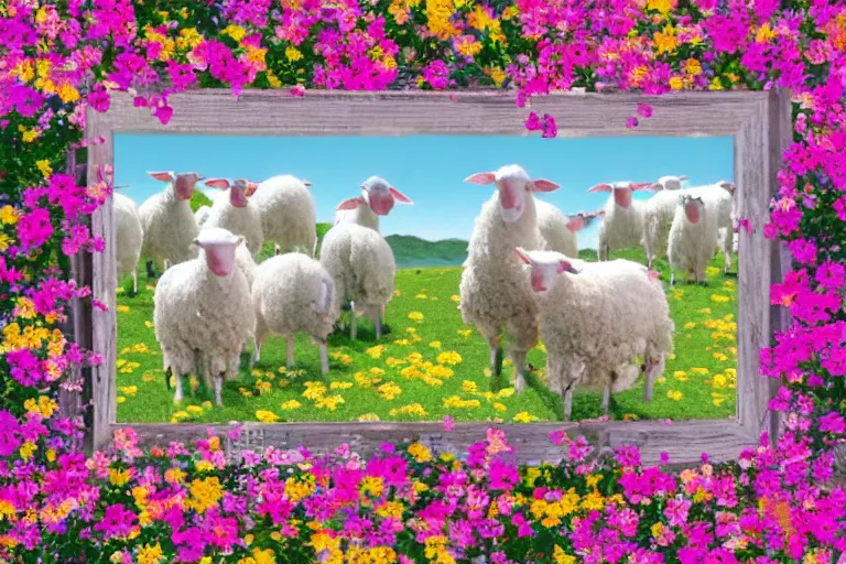 Prompt: 🌼💒🐏 in the style of a 1 9 8 0 tourist photo