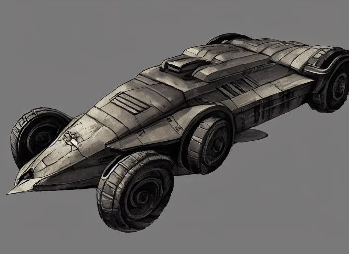 Image similar to dieselpunk batmobile, scifi concept art