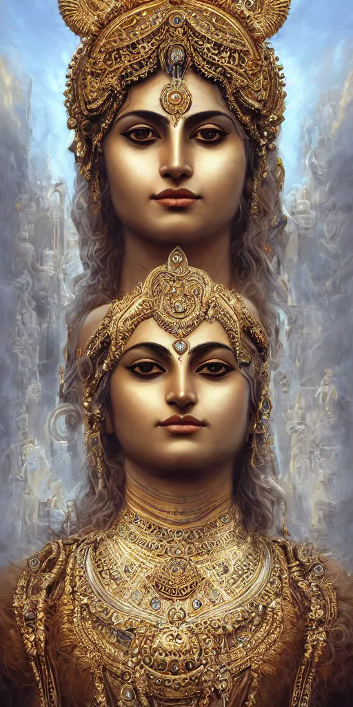 Image similar to goddess of bengal, 3 d model, very coherent symmetrical artwork, unreal engine realistic render, 8 k, micro detail, gold and steel intricate, elegant, highly detailed, digital painting, artstation, smooth, sharp focus, illustration, artgerm, tomasz alen kopera, wlop