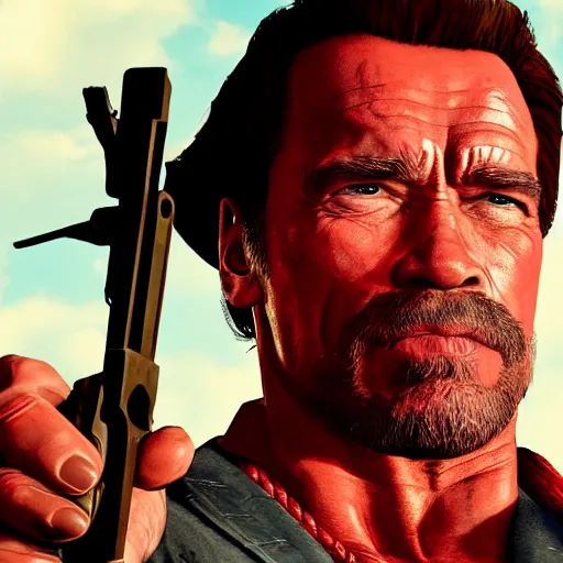 Image similar to Arnold Schwarzenegger in Red Dead Redemption 2