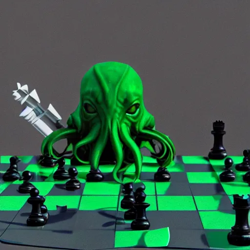 Image similar to cthulhu playing chess, hyper realistic, octane render, 4 k