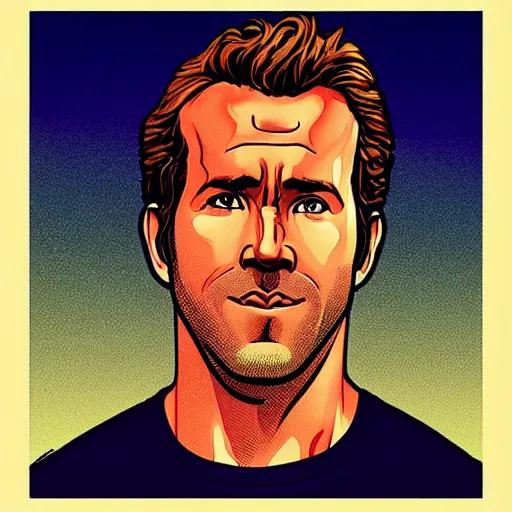 Image similar to “ ryan reynolds retro minimalist portrait by jean giraud, moebius starwatcher comic, 8 k ”