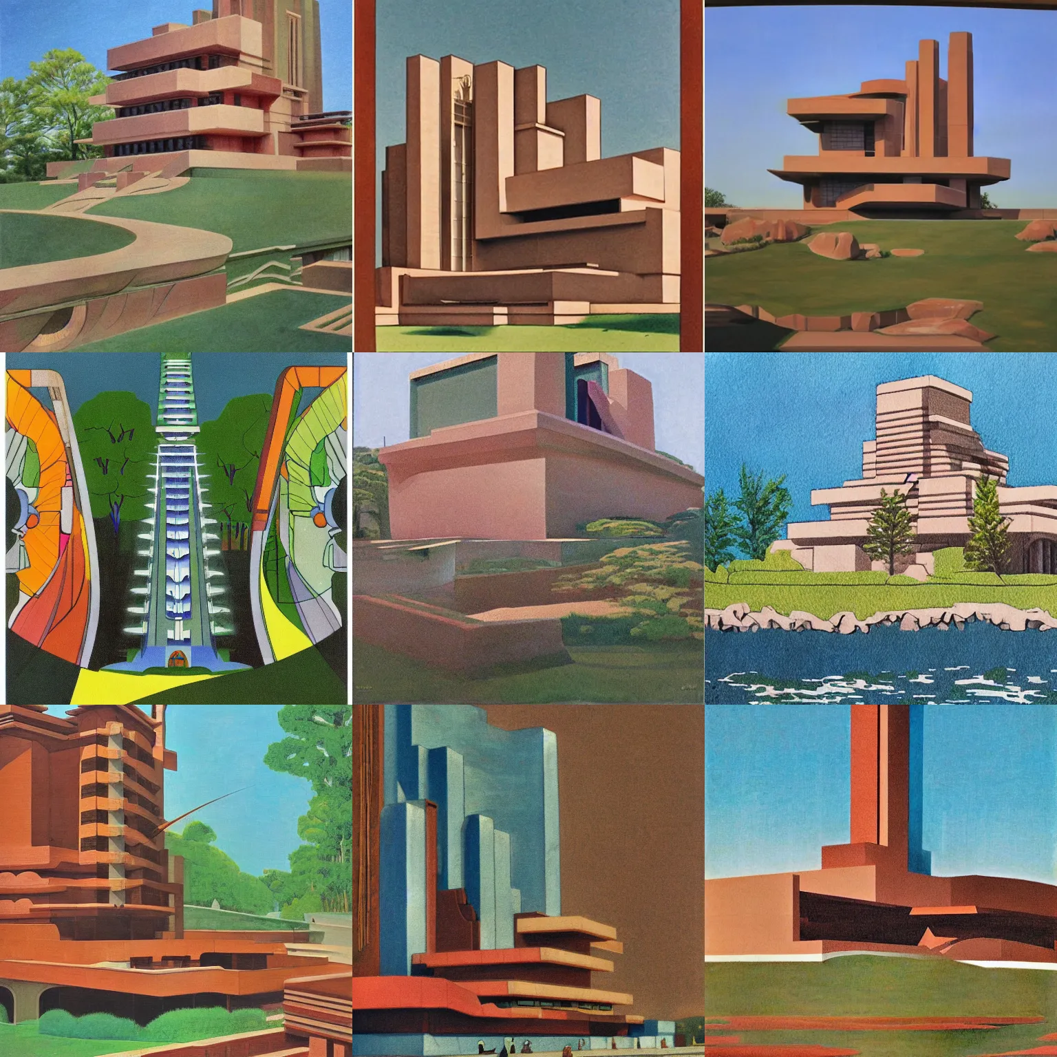 Prompt: artwork by frank lloyd wright