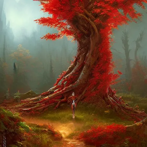 Image similar to red autumn forests belonging to the skeleton men, fantasy character portrait by tyler edlin, antoine blanchard, thomas cole