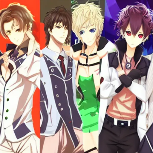 Prompt: new anime otome game characters, detailed