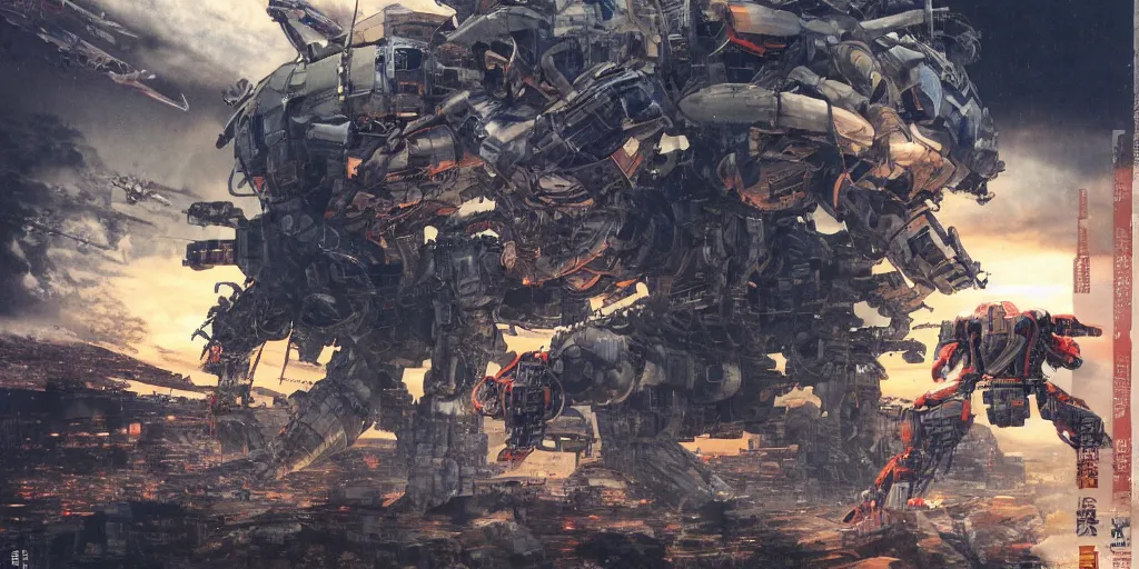 Image similar to a warrior climbing into a giant fighting robot by katsuhiro otomo, neotokyo, 4 k