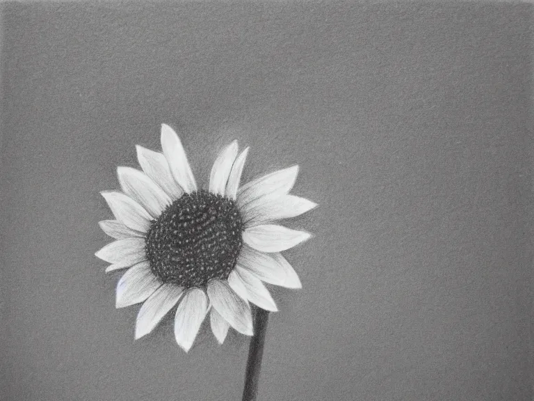 Image similar to a pencil drawing of one single flower on a window sill. by pen tacular