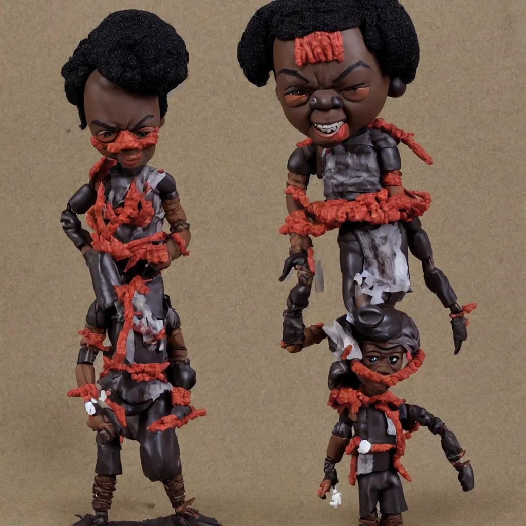 Prompt: maya angelou as kunta kinte, stop motion vinyl action figure, plastic, toy, butcher billy style