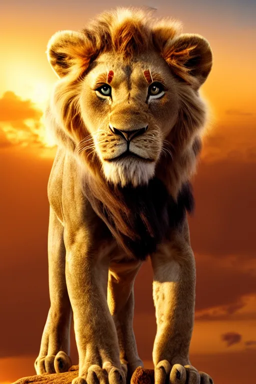 Image similar to lion king movie poster, cgi, cinema, realistic