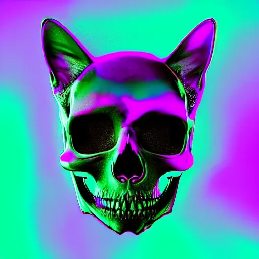 Image similar to cat skull in hoodie, portrait, vaporwave, synthwave, neon, vector graphics, cinematic, volumetric lighting, f 8 aperture, cinematic eastman 5 3 8 4 film, photorealistic