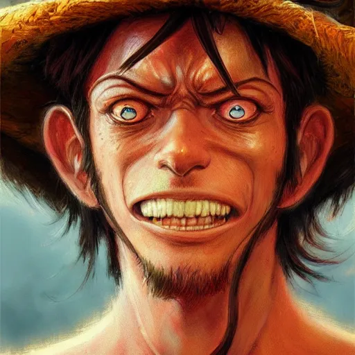 Image similar to monkey d luffy as a realistic fantasy d & d character, close - up portrait art by donato giancola and greg rutkowski, realistic face, digital art, trending on artstation