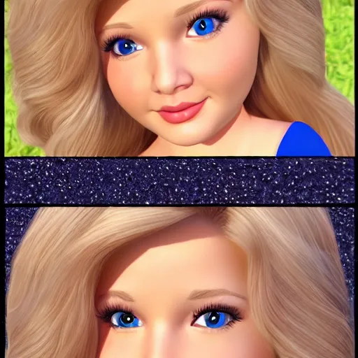 Image similar to a 3d princess with blonde hair , 3d cgi , disney style , photorealistic