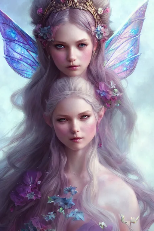 Image similar to fairy princess, highly detailed, d & d, fantasy, highly detailed, digital painting, trending on artstation, concept art, sharp focus, illustration, art by artgerm and greg rutkowski and fuji choko and viktoria gavrilenko and hoang lap