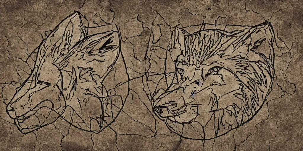 Image similar to wolf face map of an ancient, magical kingdom