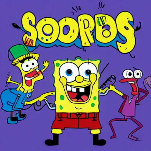 Prompt: album cover artwork of spongebob with guns