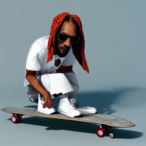 Image similar to Snoop Dog on the skateboard, octane render, V-Ray, blender, studio lighting, 8k, trending on ArtStation,