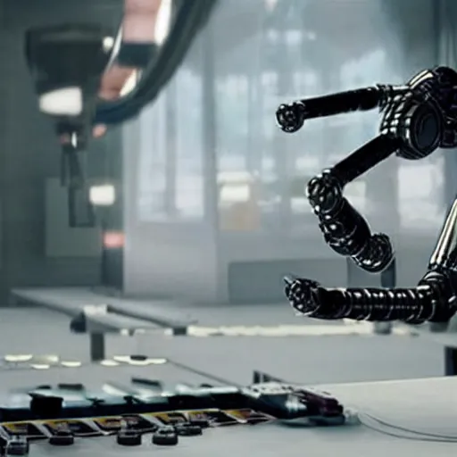 Prompt: a computer growing robotic arms and legs. Still from big budget hollywood sci-fi film.