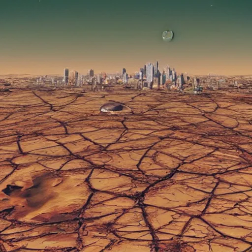 Prompt: “city on Mars with earth in background”