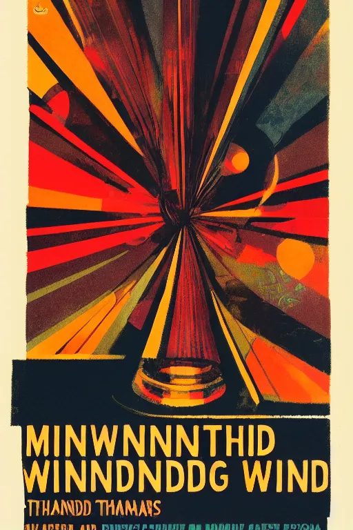 Prompt: mind wandering, poster by Steve Thomas and Richard Powers, 1960s, screen print